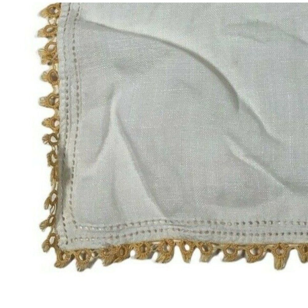 Vintage Handkerchief Hanky Peach Orange Crochet Border Pocket Scarf Handmade